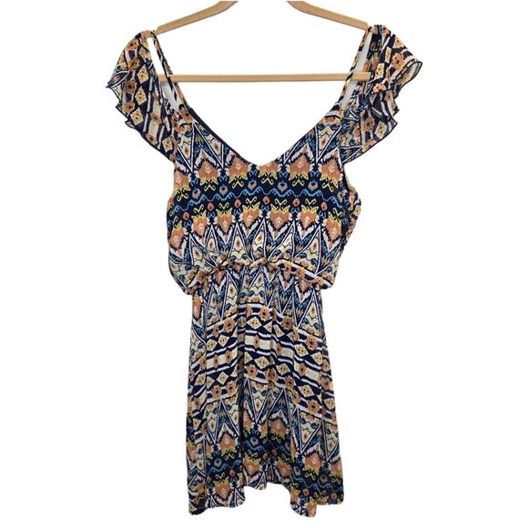 Peach Royal Women's Aztec Print Off Shoulder Mini Dress S - Picture 11 of 16